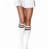 LEG AVENUE White/Black Athletic Knee High Stockings For Women -Leg Avenue athletic knee high stockings white black