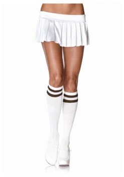 LEG AVENUE White/Black Athletic Knee High Stockings For Women