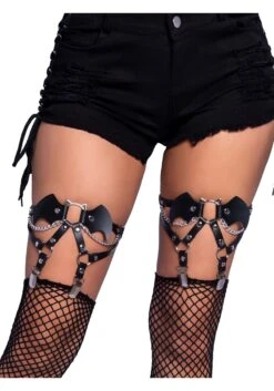 LEG AVENUE Studded Bat Thigh High Garter