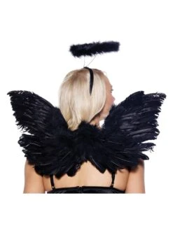 LEG AVENUE Black Angel Wings And Halo Costume Headband
