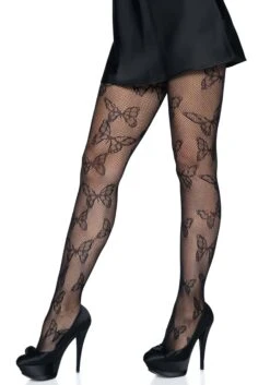 LEG AVENUE Butterfly Net Black Tights -Leg Avenue black butterfly net tights alt 2
