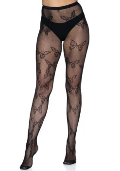 LEG AVENUE Butterfly Net Black Tights -Leg Avenue black butterfly net tights alt 3