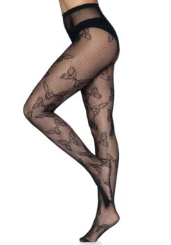 LEG AVENUE Butterfly Net Black Tights -Leg Avenue black butterfly net tights alt 5