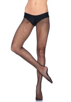 LEG AVENUE Black Deluxe Fishnet With Comfort Sole