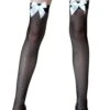 LEG AVENUE Black Fishnet / White Bow Thigh High Stockings -Leg Avenue black fishnet white bow thigh highs