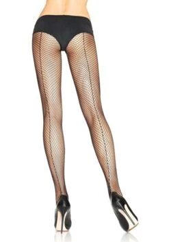 LEG AVENUE Black Plus Size Fishnet Women's Tights With Backseam