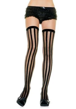 LEG AVENUE Black Striped Stockings