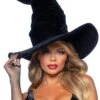 LEG AVENUE Black Velvet Ruched Witch Hat For Women -Leg Avenue black velvet ruched witch hat
