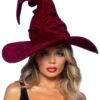 LEG AVENUE Burgundy Ruched Velvet Witch Hat -Leg Avenue burgundy velvet ruched witch hat