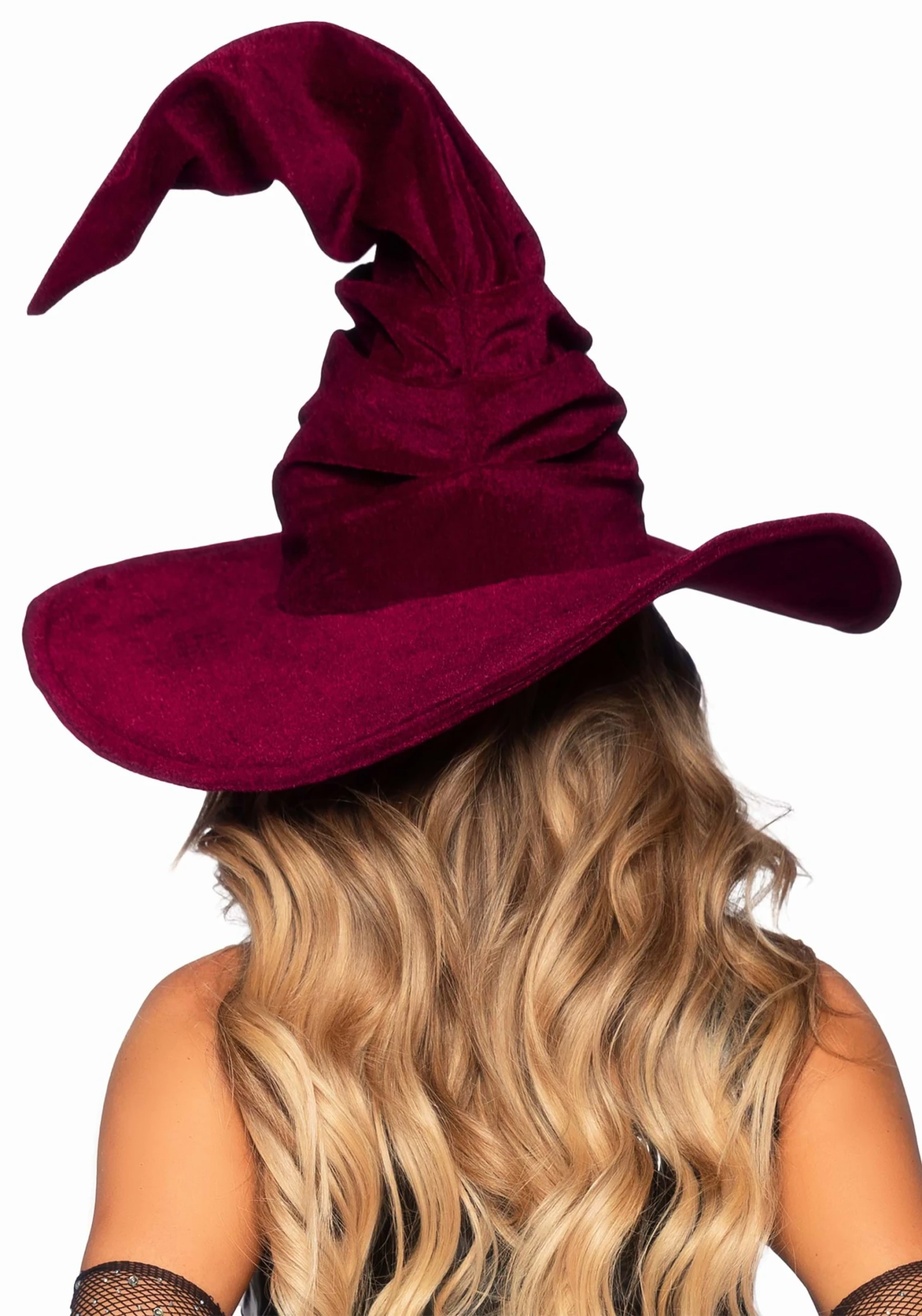 LEG AVENUE Burgundy Ruched Velvet Witch Hat 4 LEG AVENUE Burgundy Ruched Velvet Witch Hat - Image 2