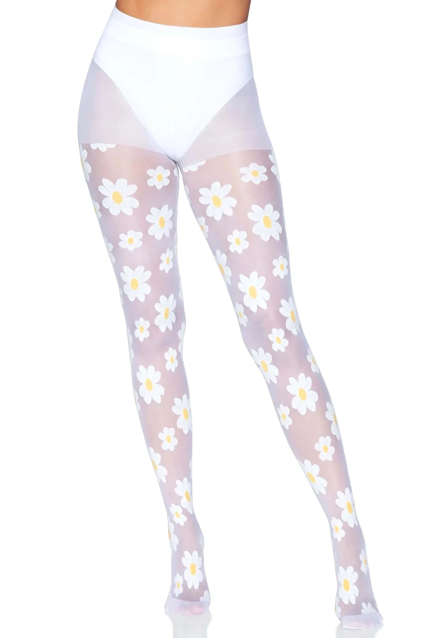 LEG AVENUE Daisy White Tights For Women 6 LEG AVENUE Daisy White Tights For Women - Image 4