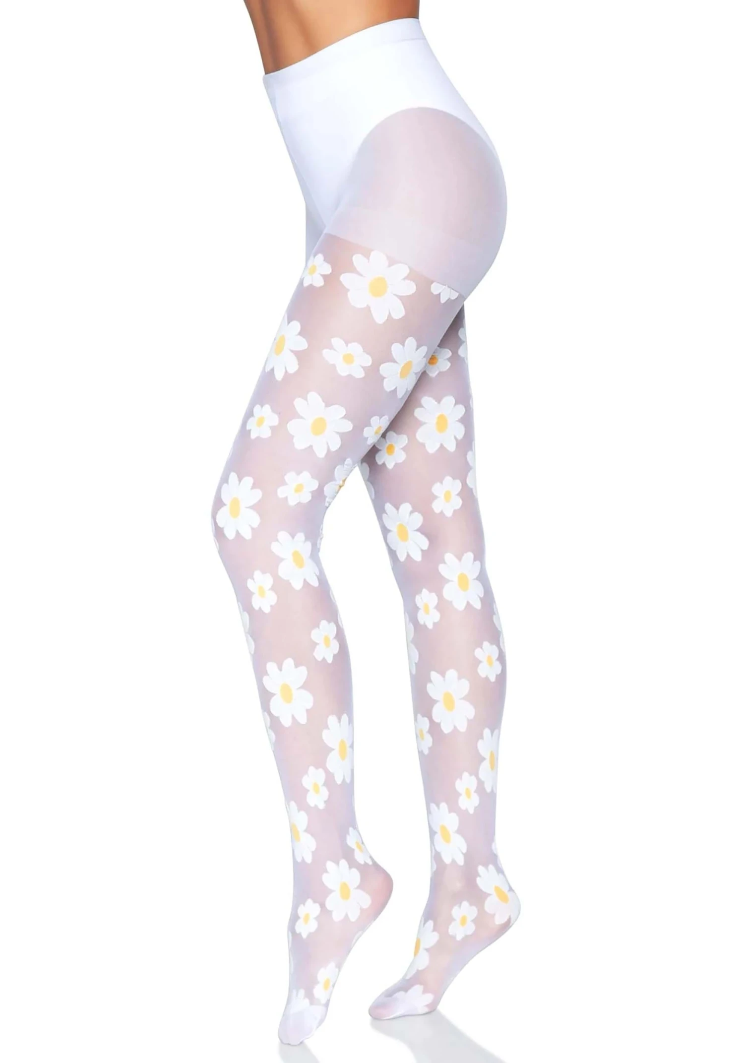 LEG AVENUE Daisy White Tights For Women 8 LEG AVENUE Daisy White Tights For Women - Image 6