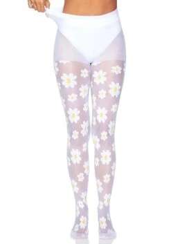LEG AVENUE Daisy White Tights For Women 16 LEG AVENUE Daisy White Tights For Women -Leg Avenue daisy white tights alt 6