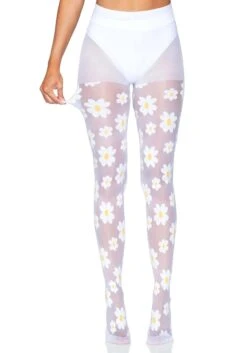 LEG AVENUE Daisy White Tights For Women 17 LEG AVENUE Daisy White Tights For Women -Leg Avenue daisy white tights alt 7