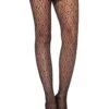 LEG AVENUE Deco Black Lace Tights For Women