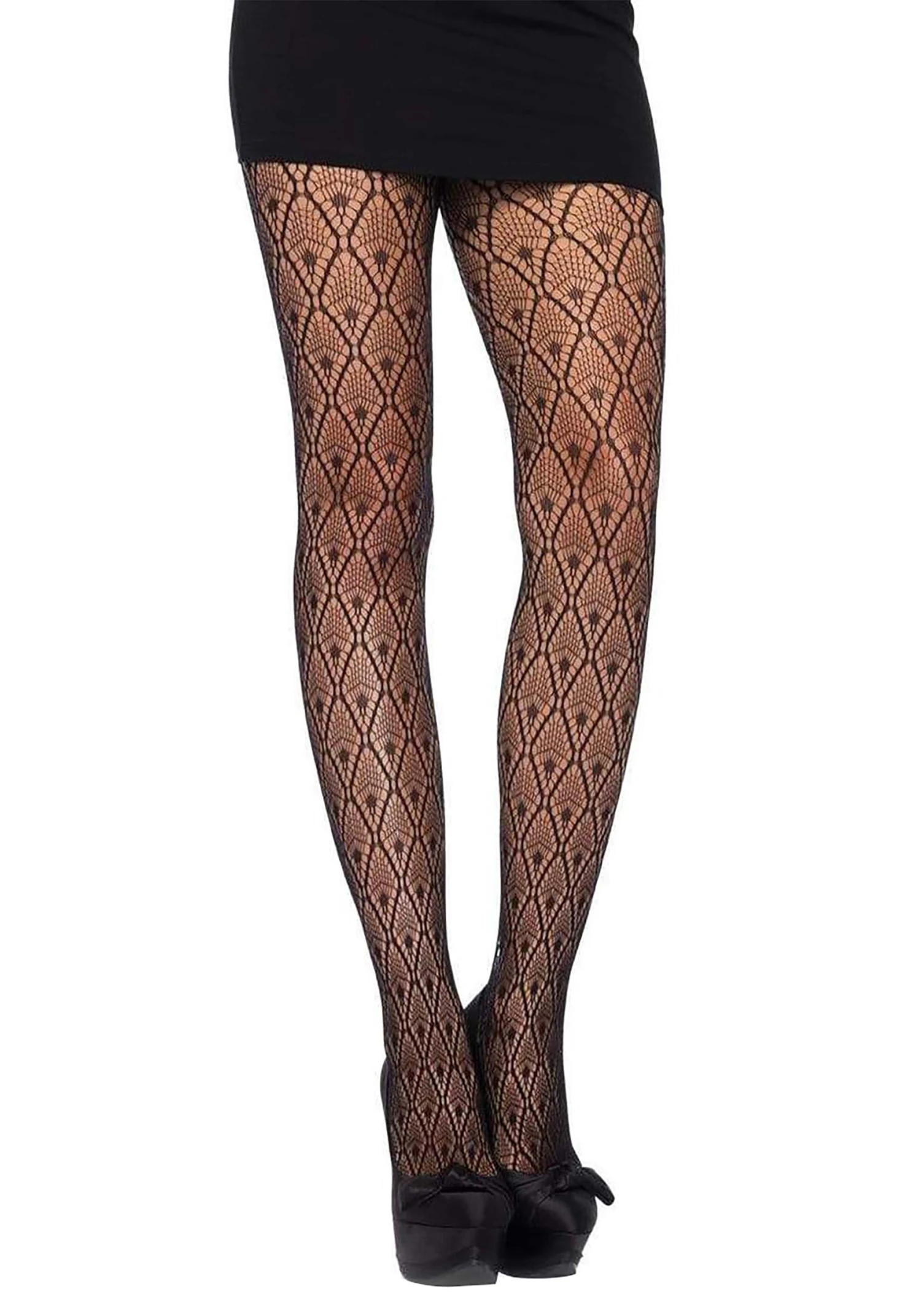 LEG AVENUE Deco Black Lace Tights For Women 3 LEG AVENUE Deco Black Lace Tights For Women