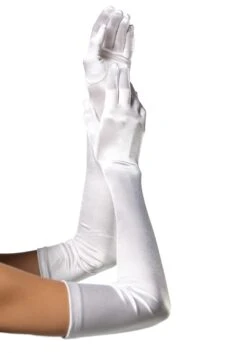 LEG AVENUE Extra Long White Satin Gloves For Women