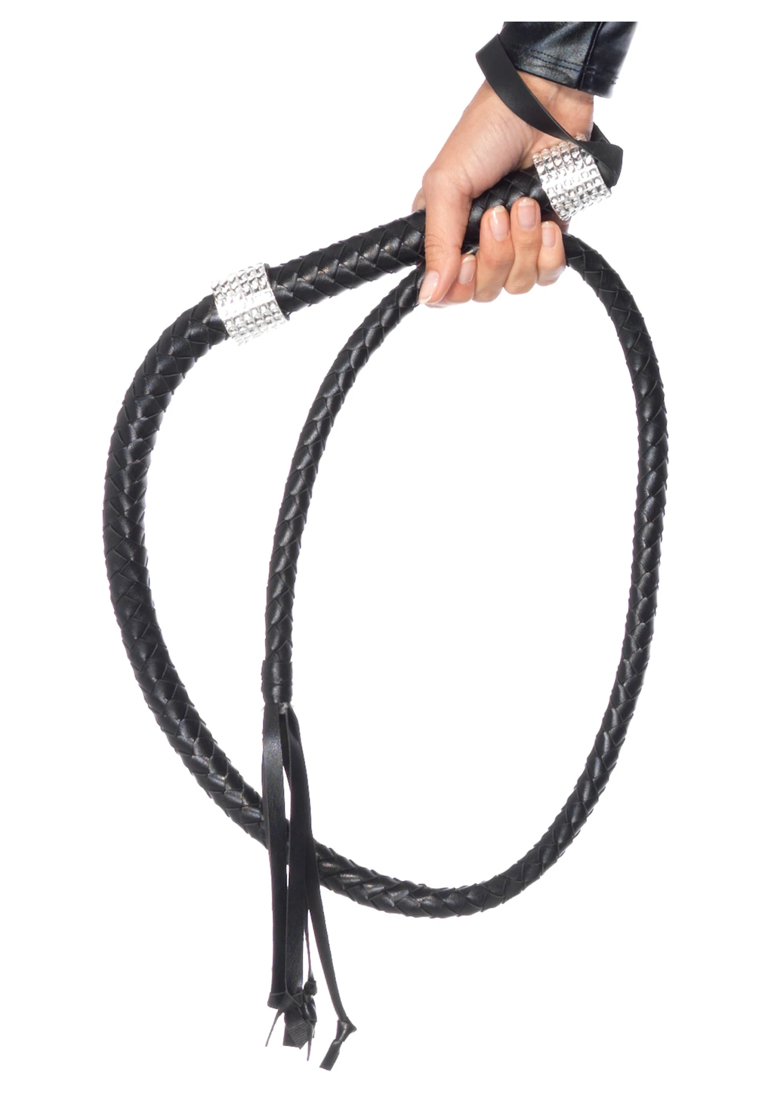 LEG AVENUE Faux Black Leather Costume Whip 3 LEG AVENUE Faux Black Leather Costume Whip