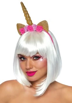 LEG AVENUE Golden Glitter Unicorn Flower Headband