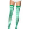 LEG AVENUE Green And White Nylon Stockings