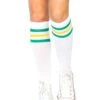 LEG AVENUE Green And Yellow Striped Athletic Socks For Women 2 LEG AVENUE Green And Yellow Striped Athletic Socks For Women -Leg Avenue green and yellow striped athletic socks