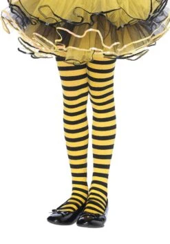 LEG AVENUE Kids Black And Yellow Striped Tights