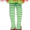 LEG AVENUE Kids Green And White Striped Tights -Leg Avenue kids green and white striped tights