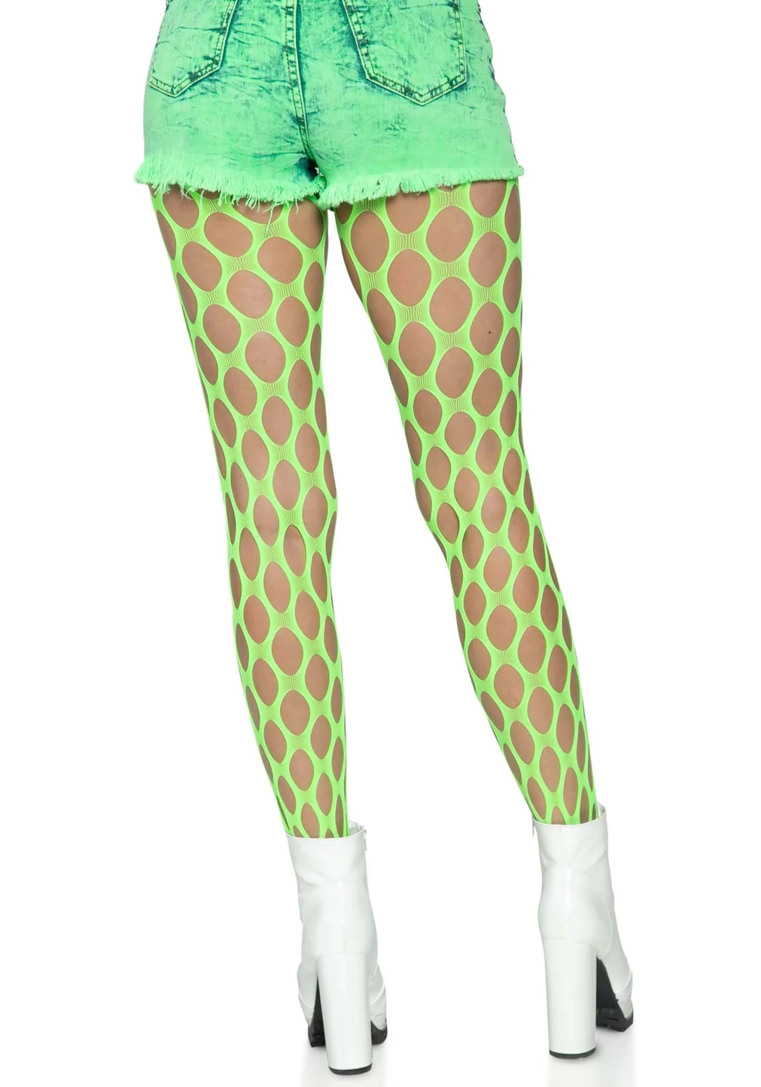 LEG AVENUE Neon Green Jumbo Pothole Net Tights For Women 4 LEG AVENUE Neon Green Jumbo Pothole Net Tights For Women - Image 2