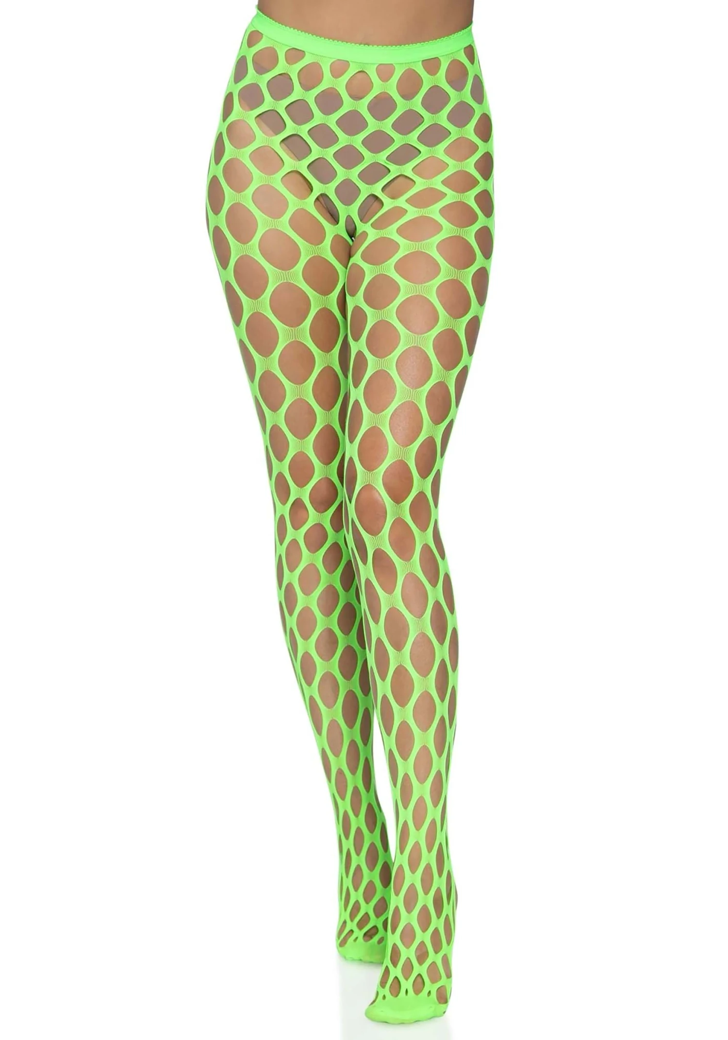 LEG AVENUE Neon Green Jumbo Pothole Net Tights For Women 5 LEG AVENUE Neon Green Jumbo Pothole Net Tights For Women - Image 3