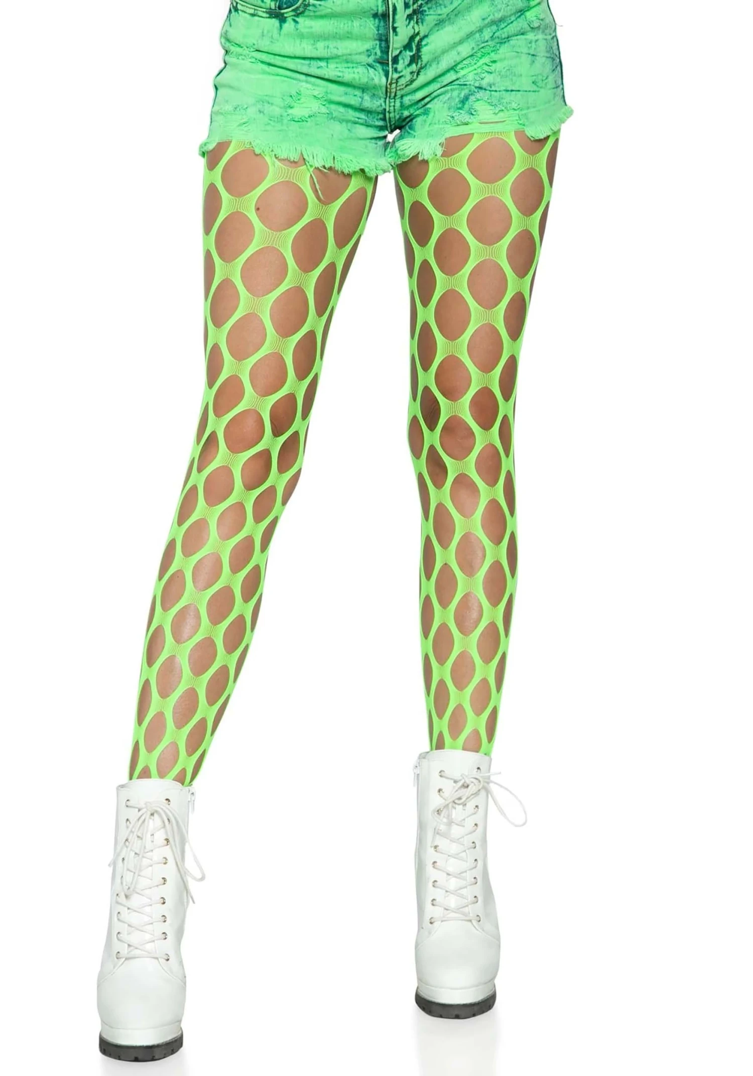 LEG AVENUE Neon Green Jumbo Pothole Net Tights For Women 3 LEG AVENUE Neon Green Jumbo Pothole Net Tights For Women