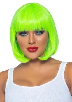 LEG AVENUE Neon Green Short Bob Women's Wig