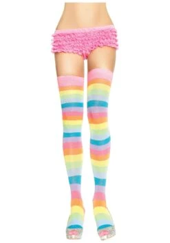LEG AVENUE Neon Rainbow Thigh High Stockings