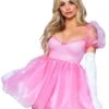 LEG AVENUE Pink Irridescent Organza Babydoll Dress Costume For Women -Leg Avenue pink irridescent organza babydoll dress costume