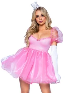 LEG AVENUE Pink Irridescent Organza Babydoll Dress Costume For Women