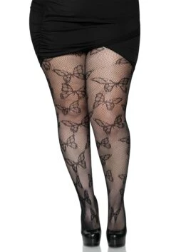 LEG AVENUE Plus Size Butterfly Net Black Women's Tights