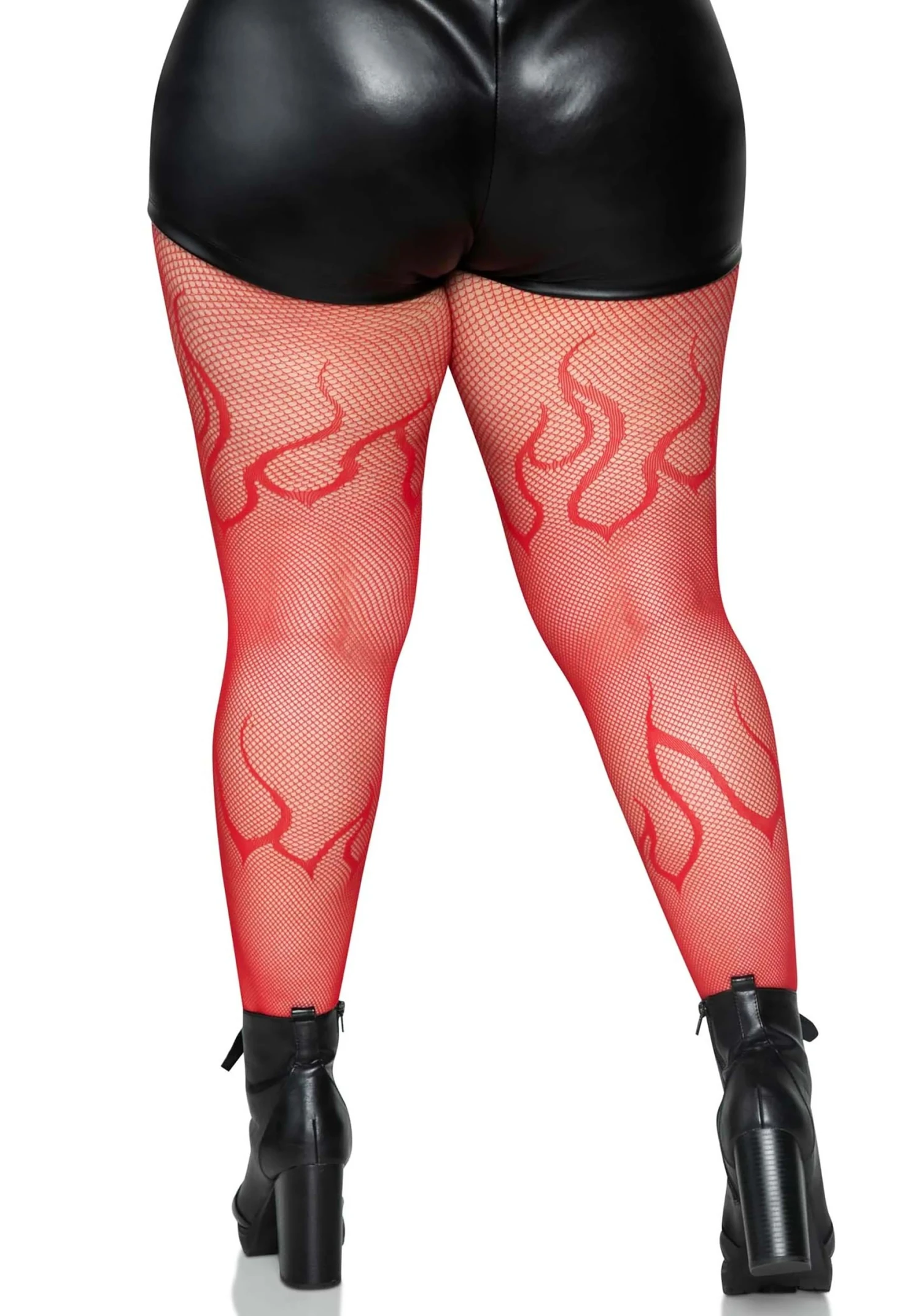 LEG AVENUE Women's Plus Size Red Flame Net Tights 4 LEG AVENUE Women's Plus Size Red Flame Net Tights - Image 2