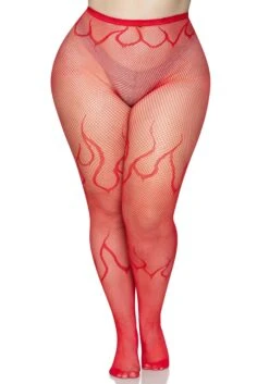 LEG AVENUE Women's Plus Size Red Flame Net Tights 8 LEG AVENUE Women's Plus Size Red Flame Net Tights -Leg Avenue plus size red flame net tights alt 2
