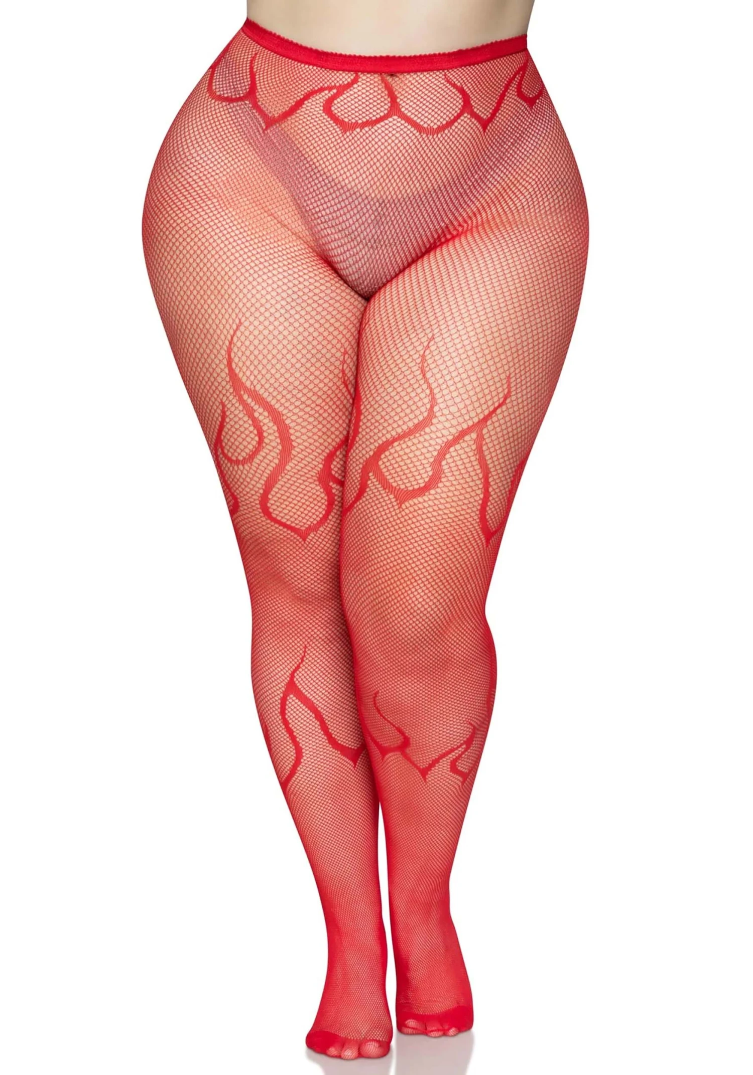 LEG AVENUE Women's Plus Size Red Flame Net Tights 5 LEG AVENUE Women's Plus Size Red Flame Net Tights - Image 3