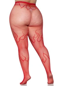 LEG AVENUE Women's Plus Size Red Flame Net Tights 9 LEG AVENUE Women's Plus Size Red Flame Net Tights -Leg Avenue plus size red flame net tights alt 3