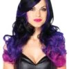 LEG AVENUE Purple And Black Two-Tone Costume Wig -Leg Avenue purple and black faded wig