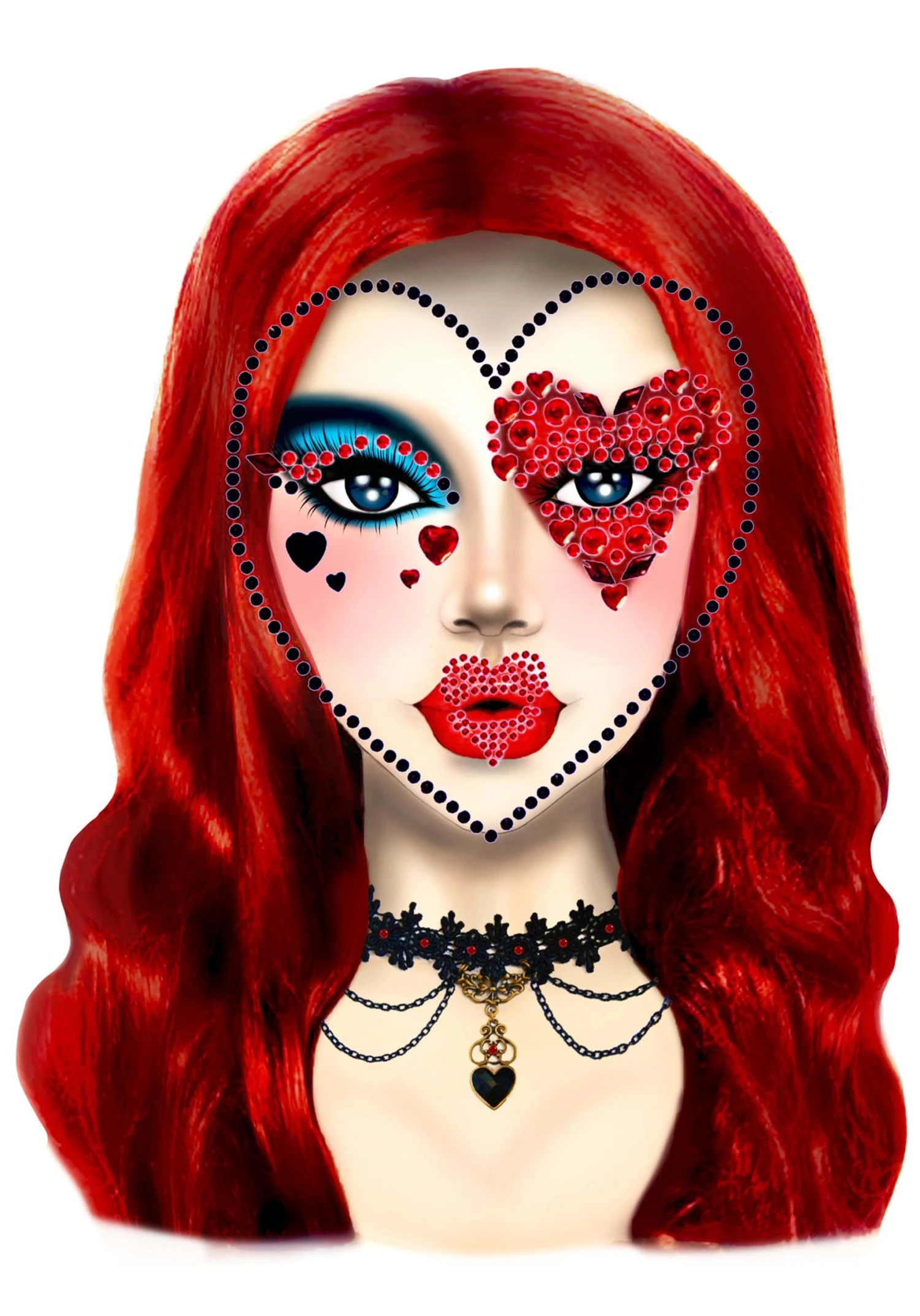 LEG AVENUE Queen Of Heart Face Jewel Costume Accessory Kit 4 LEG AVENUE Queen Of Heart Face Jewel Costume Accessory Kit - Image 2
