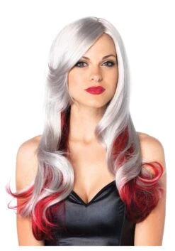 LEG AVENUE Red And Gray Two Toned Wig