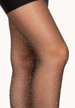 LEG AVENUE Sheer Rhinestone Black Tights For Women -Leg Avenue sheer rhinestone black tights alt 2