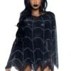 LEG AVENUE Sheer Spiderweb Poncho Embroidered With Rhinestone -Leg Avenue sheer rhinestone spiderweb poncho