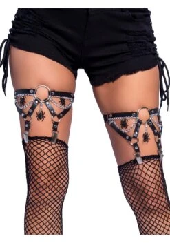LEG AVENUE Studded Spider Thigh High Garter