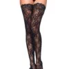 LEG AVENUE Stay Up Floral Lace Thigh High Stockings For Women -Leg Avenue stay up floral lace thigh highs