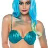 LEG AVENUE Women's Teal Mermaid Shell Bra Top