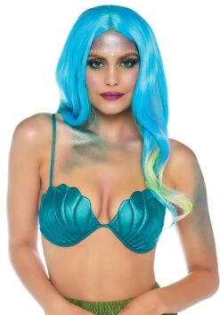 LEG AVENUE Women's Teal Mermaid Shell Bra Top