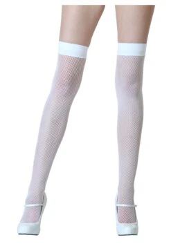 LEG AVENUE Women's Thigh High White Stockings