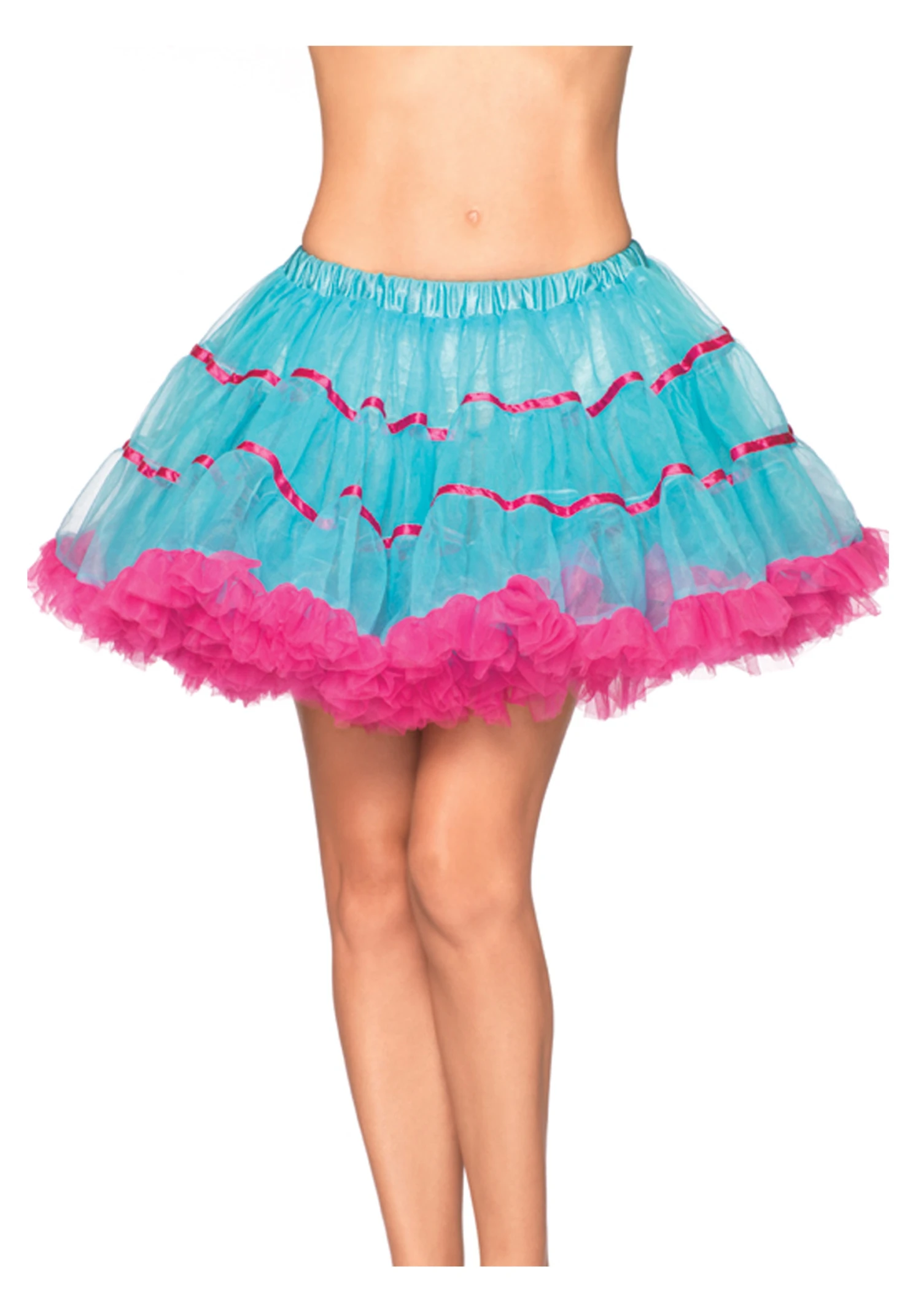 LEG AVENUE Turquoise And Neon Pink Petticoat 2 LEG AVENUE Turquoise And Neon Pink Petticoat